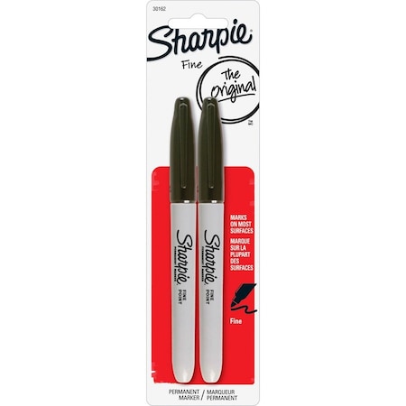 Sharpie Permanent Marker, Fine Point, 2/PK, Black PK SAN30162PP